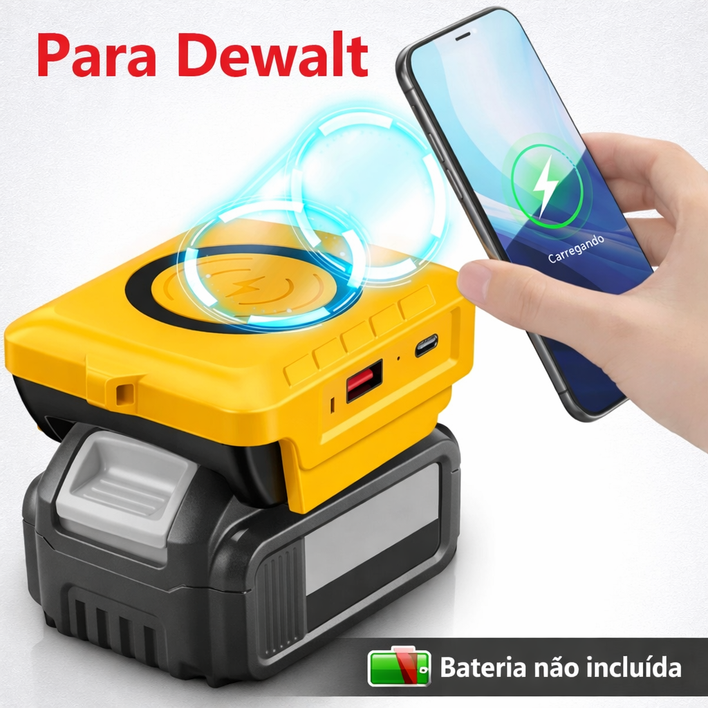 Adaptador USB para Baterias 18V Makita/Dewalt/Milwaukee - Power Bank Portátil com Type-C