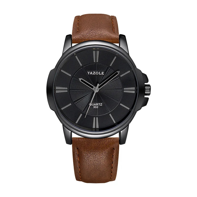 Relógio Masculino YAZOLE Business - Quartzo Resistente à Água 3ATM Pulseira de Couro
