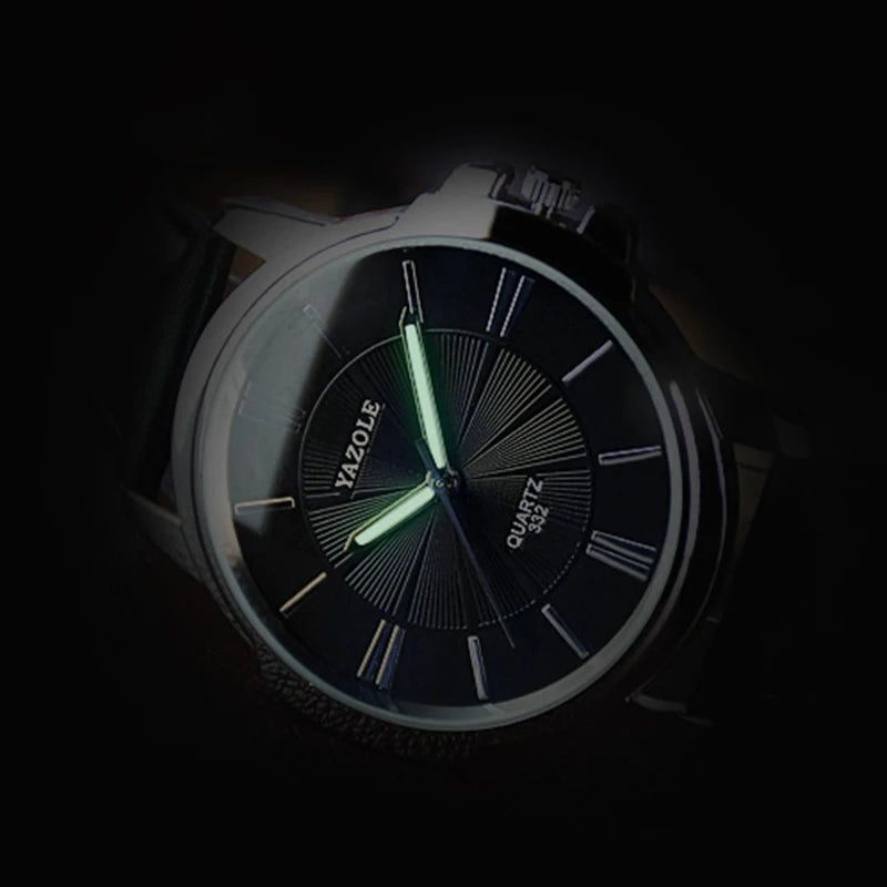 Relógio Masculino YAZOLE Business - Quartzo Resistente à Água 3ATM Pulseira de Couro