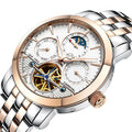 Relógio CARNIVAL Tourbillon Automático - Skeleton Fase Lunar 3ATM Aço Inoxidável Business