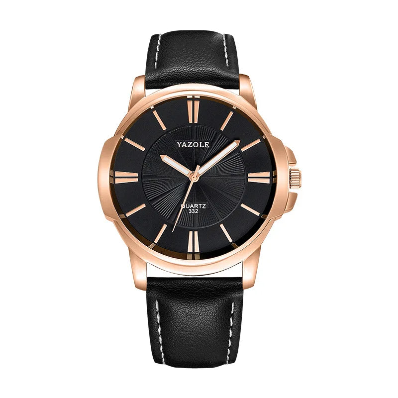 Relógio Masculino YAZOLE Business - Quartzo Resistente à Água 3ATM Pulseira de Couro