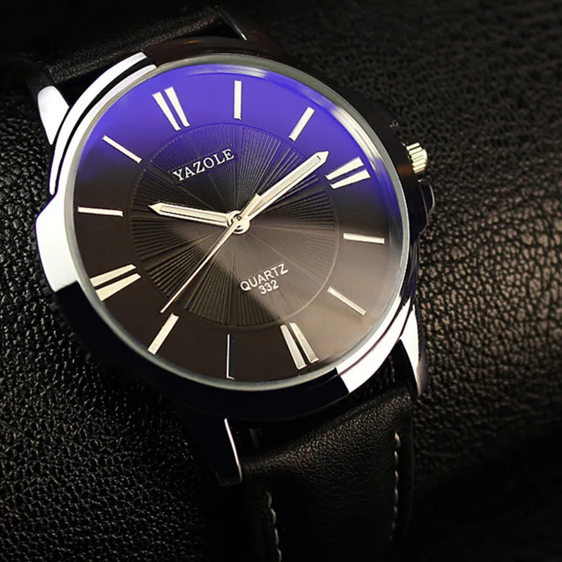 Relógio Masculino YAZOLE Business - Quartzo Resistente à Água 3ATM Pulseira de Couro