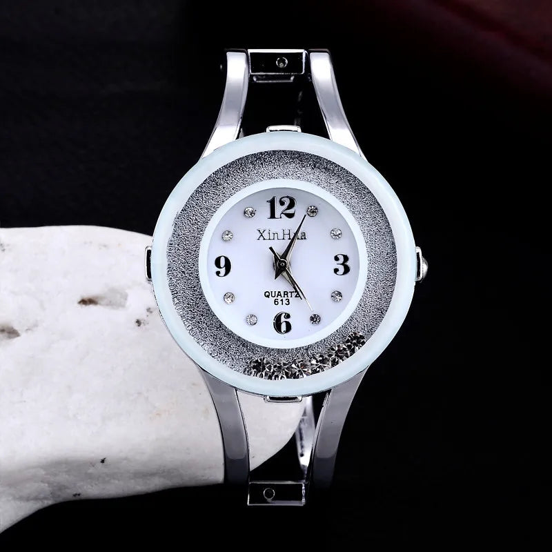 Relógio Feminino XINHUA Pulseira Braçalete - Aço Inoxidável Strass Luxo Fashion