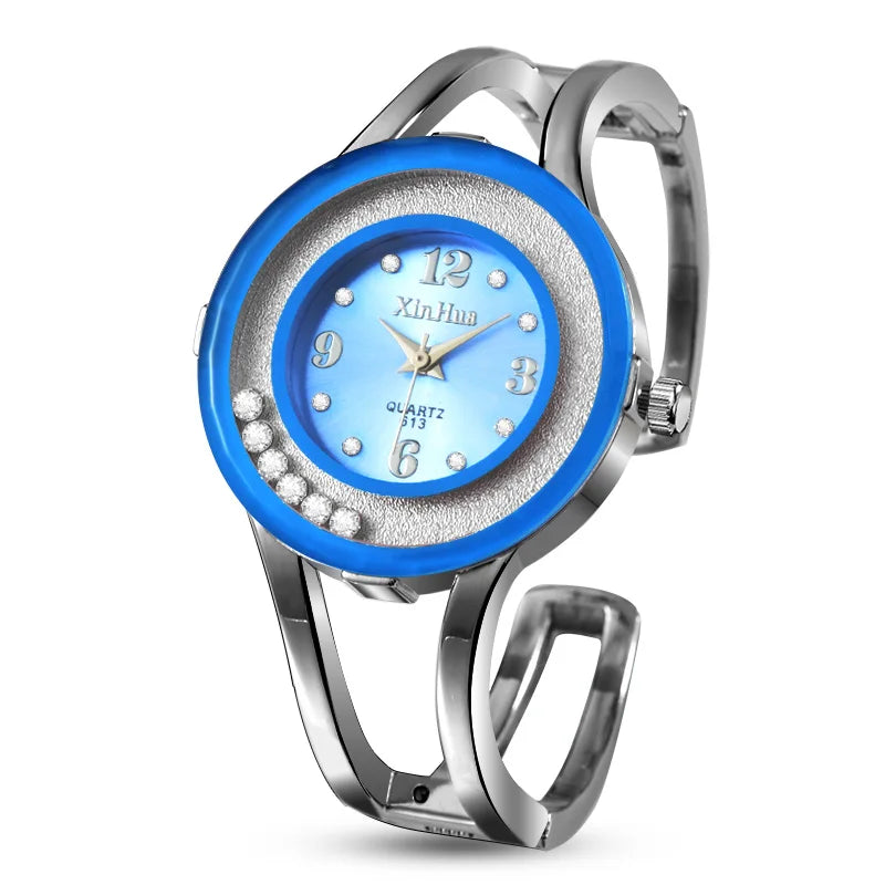 Relógio Feminino XINHUA Pulseira Braçalete - Aço Inoxidável Strass Luxo Fashion