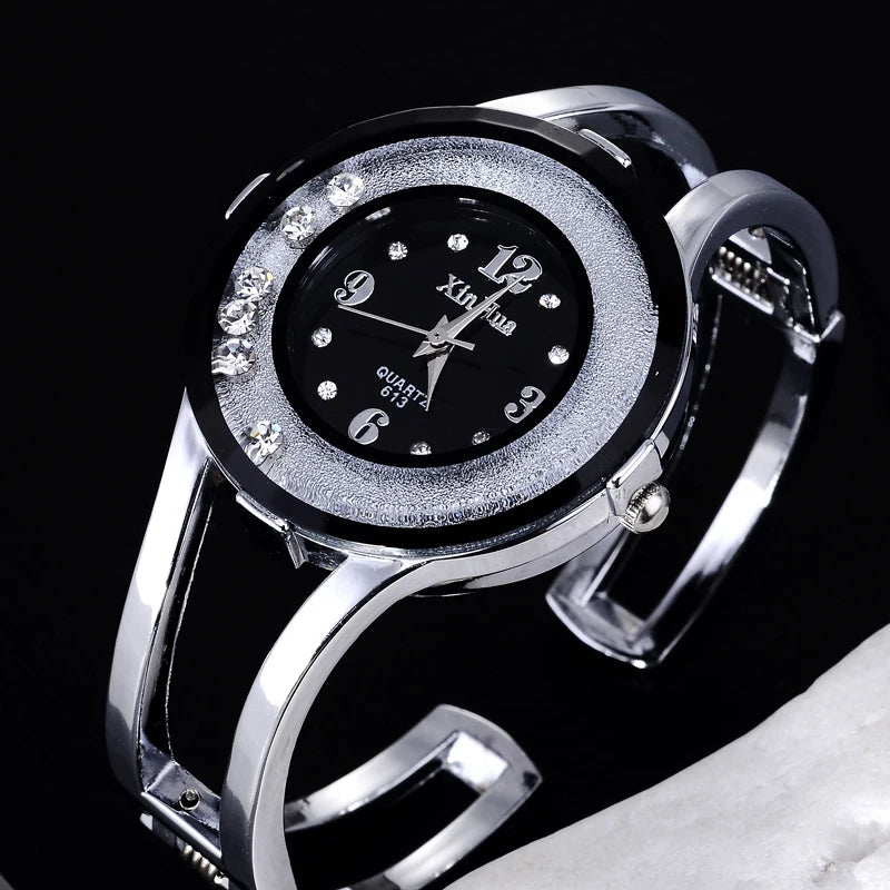 Relógio Feminino XINHUA Pulseira Braçalete - Aço Inoxidável Strass Luxo Fashion