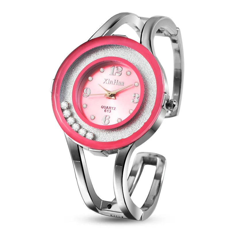 Relógio Feminino XINHUA Pulseira Braçalete - Aço Inoxidável Strass Luxo Fashion