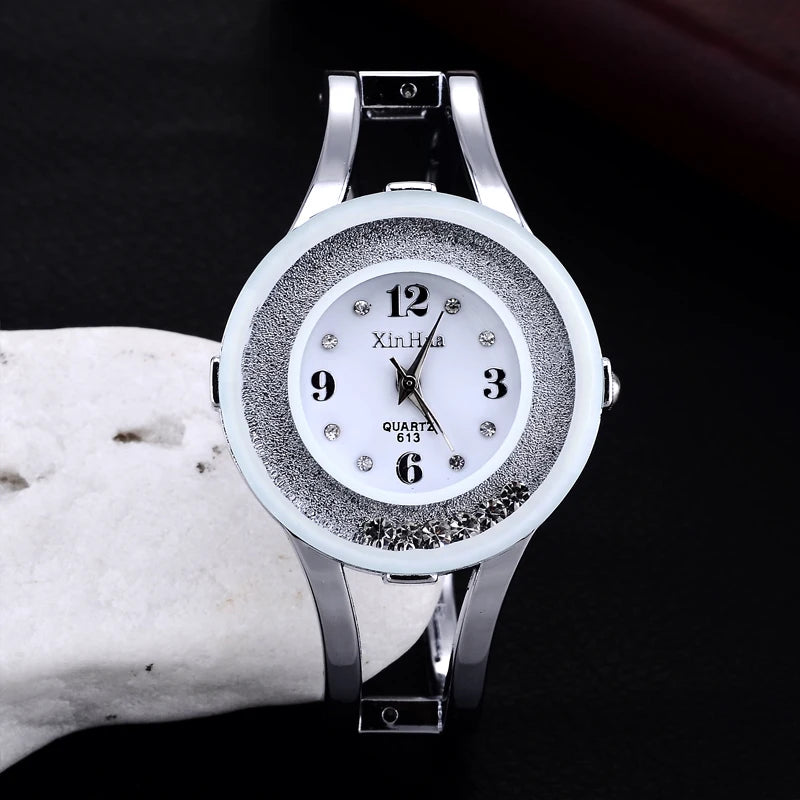 Relógio Feminino XINHUA Pulseira Braçalete - Aço Inoxidável Strass Luxo Fashion