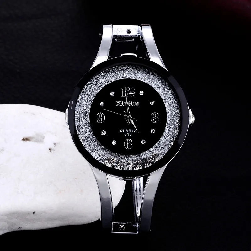 Relógio Feminino XINHUA Pulseira Braçalete - Aço Inoxidável Strass Luxo Fashion