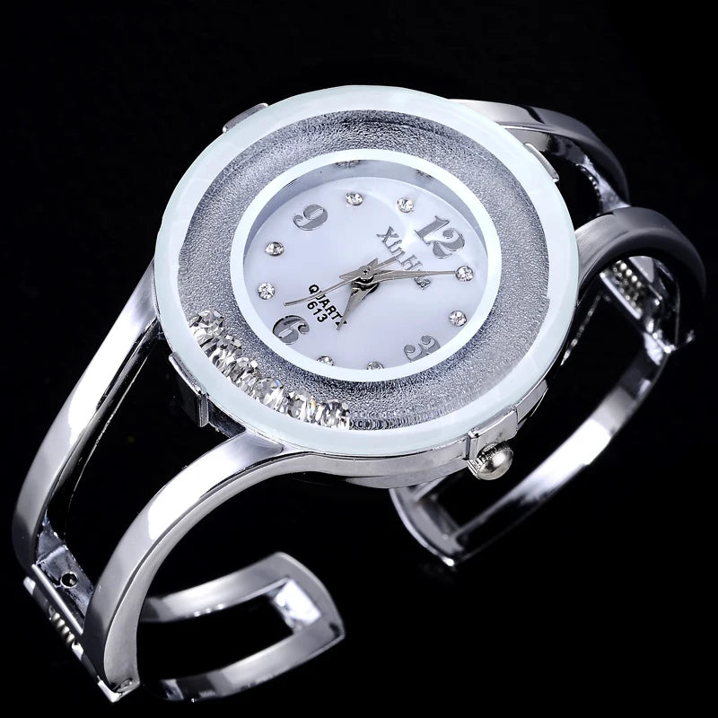 Relógio Feminino XINHUA Pulseira Braçalete - Aço Inoxidável Strass Luxo Fashion