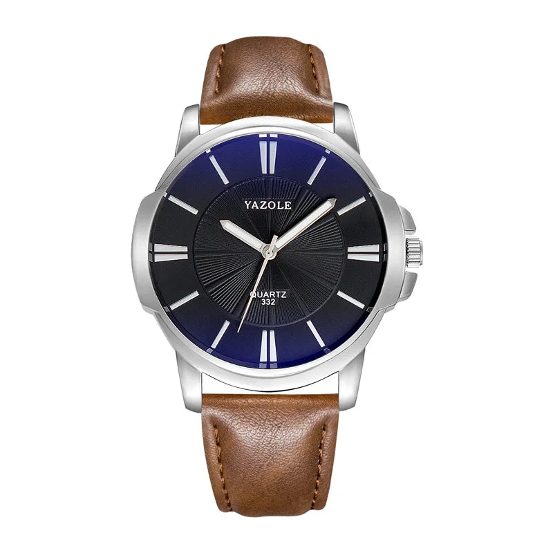 Relógio Masculino YAZOLE Business - Quartzo Resistente à Água 3ATM Pulseira de Couro
