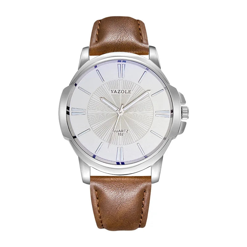 Relógio Masculino YAZOLE Business - Quartzo Resistente à Água 3ATM Pulseira de Couro