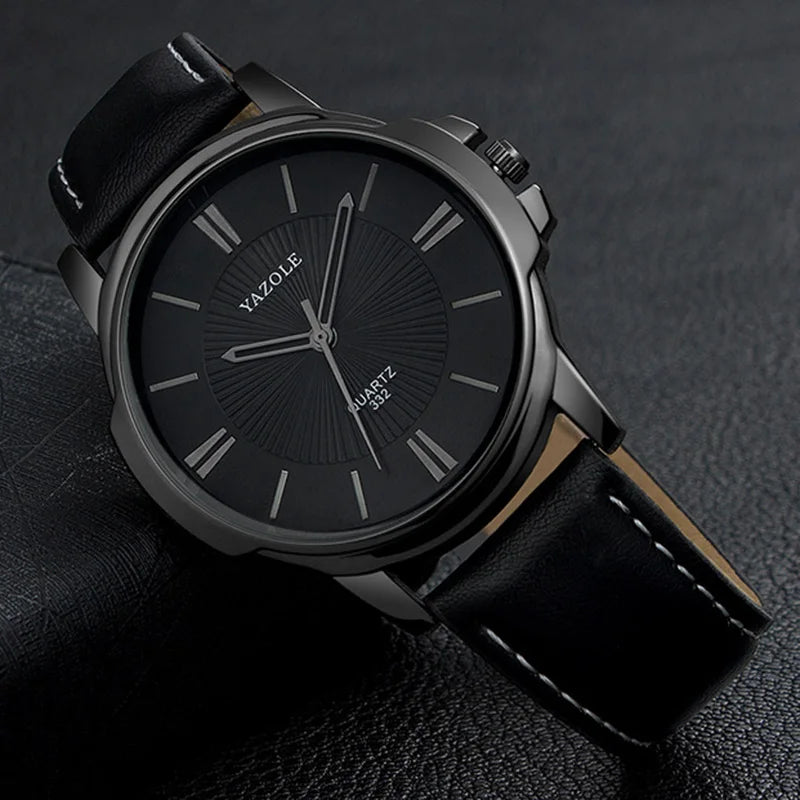 Relógio Masculino YAZOLE Business - Quartzo Resistente à Água 3ATM Pulseira de Couro
