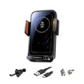 Carregador Veicular Wireless 15W com Sensor Infravermelho - Fixação Automática Rotação Um Toque