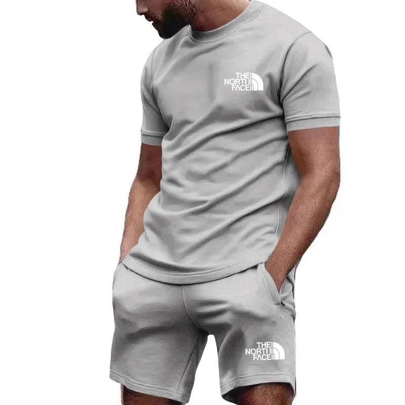 Conjunto Esportivo Masculino de Verão - Camiseta e Shorts de Secagem Rápida 2 Peças
