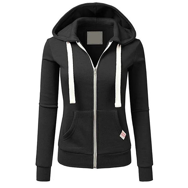 Moletom Feminino com Capuz e Zíper – Streetwear Casual Outono Inverno
