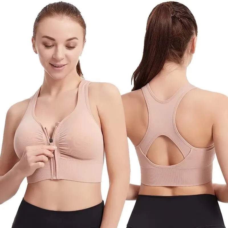 Top Esportivo Feminino com Zíper Frontal – Sutiã Yoga Academia Fitness