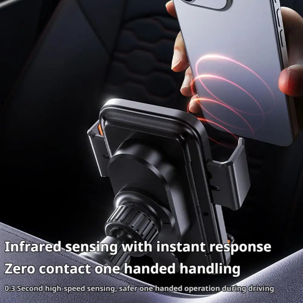 Carregador Veicular Wireless 15W com Sensor Infravermelho - Fixação Automática Rotação Um Toque