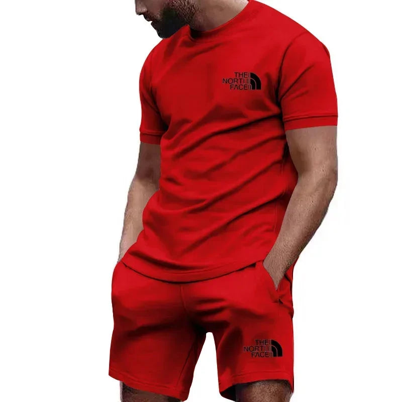 Conjunto Esportivo Masculino de Verão - Camiseta e Shorts de Secagem Rápida 2 Peças