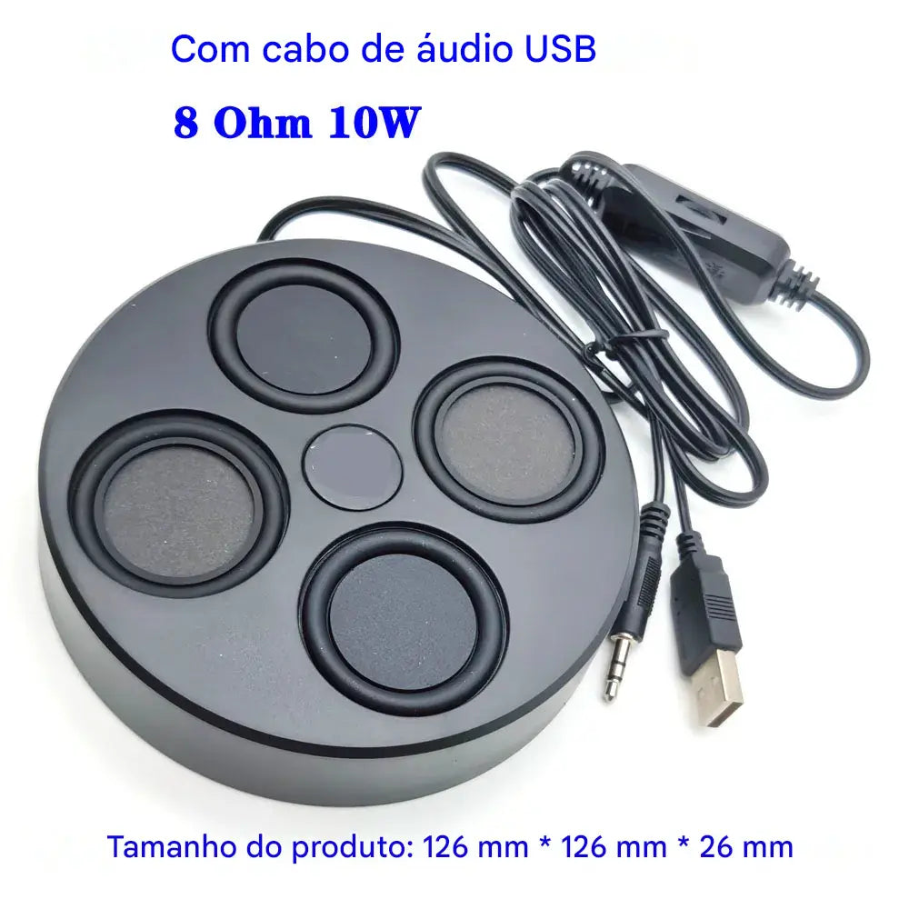 Caixa de Som USB Magnética para PC Desktop 8Ω 10W - Surround Estéreo Plug and Play