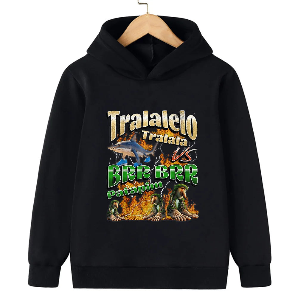 Moletom Infantil com Capuz | Estampa Italian Brainrot | Personagens 2D | Outono/Inverno