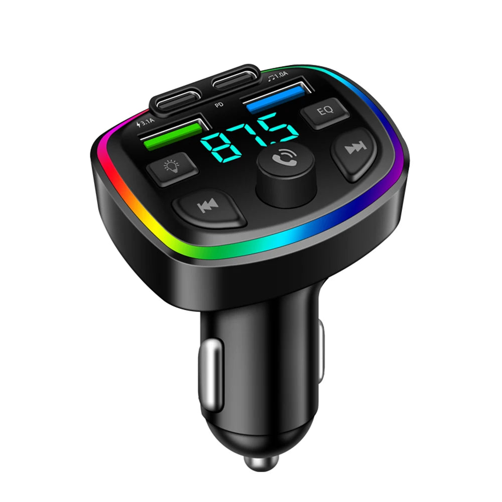 Transmissor FM Bluetooth para Carro com Carregador Sem Fio - Viva-Voz e Adaptador MP3 Dual USB