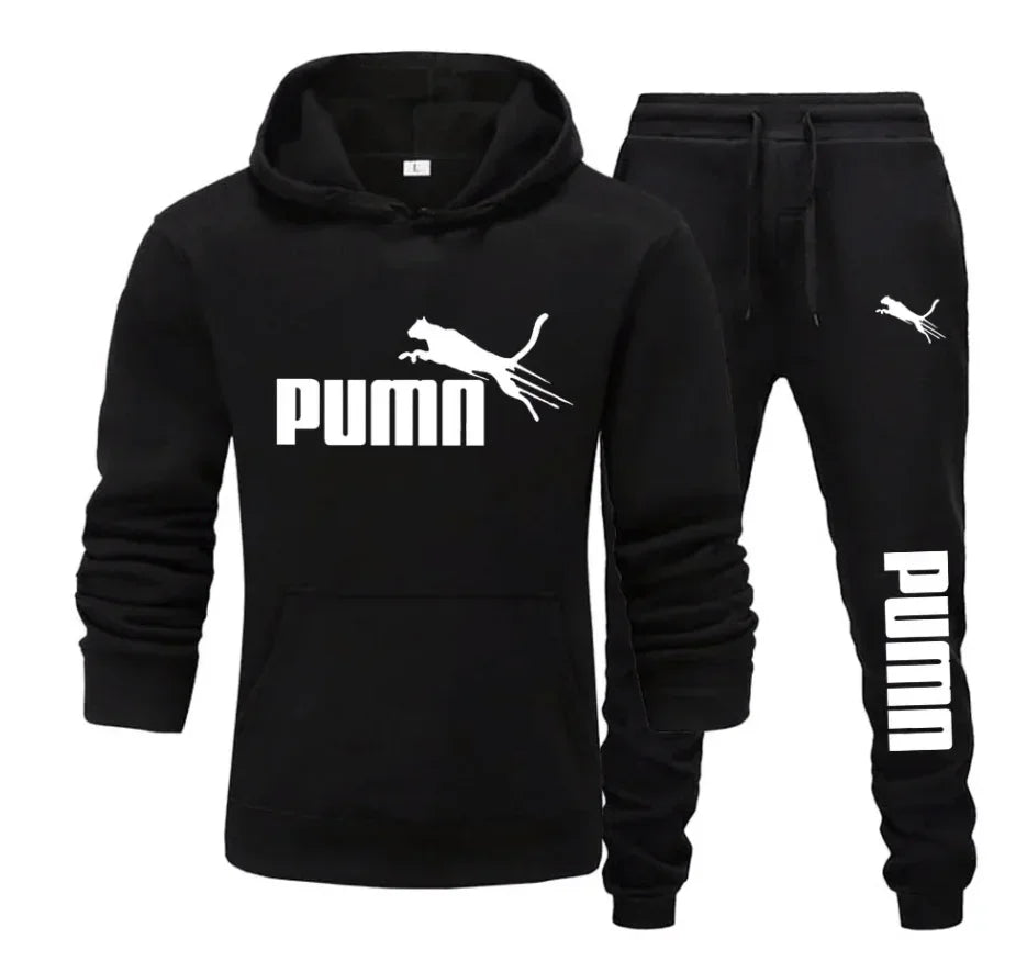 Conjunto Masculino Moletom Casual - Moletom com Capuz e Calça Jogging Fitness Outono Inverno
