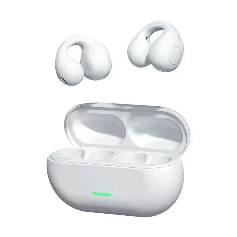 Fone Bluetooth 5.3 Clip Ear - Condução Aérea sem Fio - Esportivo com Cancelamento de Ruído