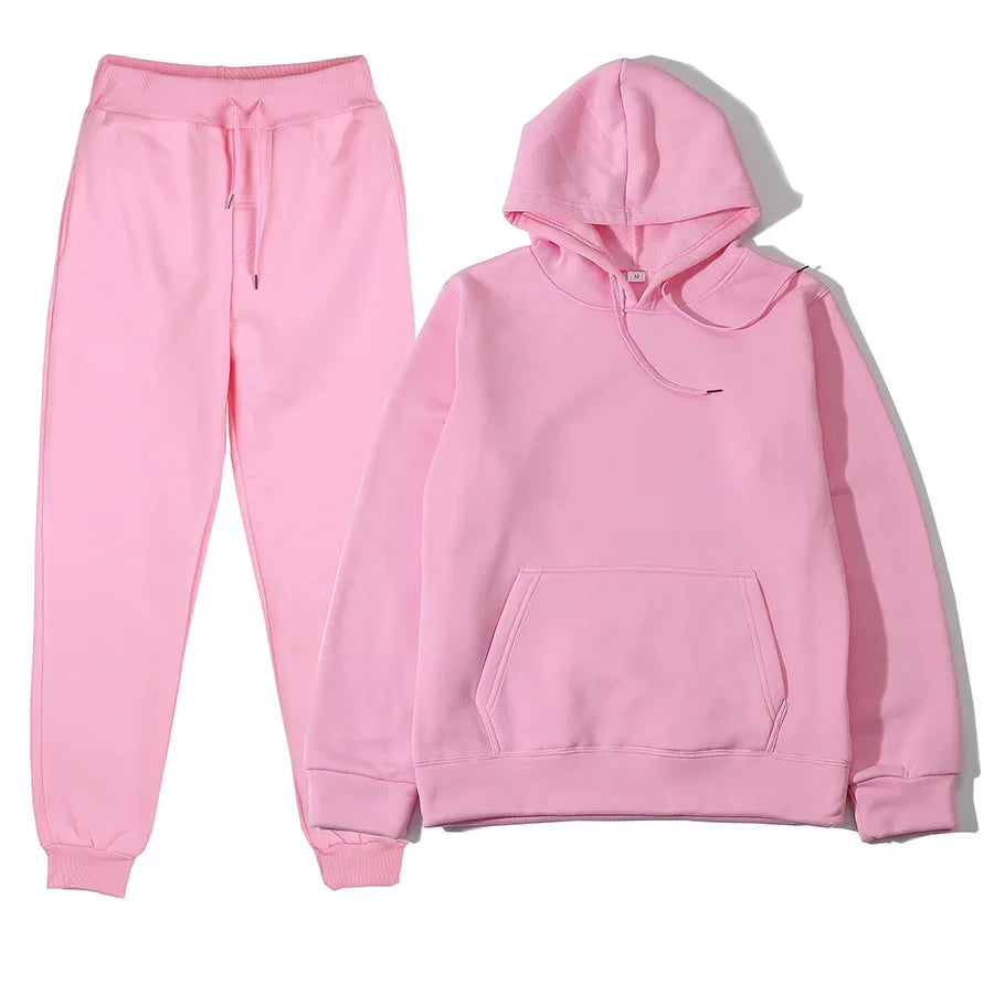 Conjunto Unissex Moletom Esportivo - Moletom com Capuz e Calça Casual Corrida Outono Inverno Masculino Feminino