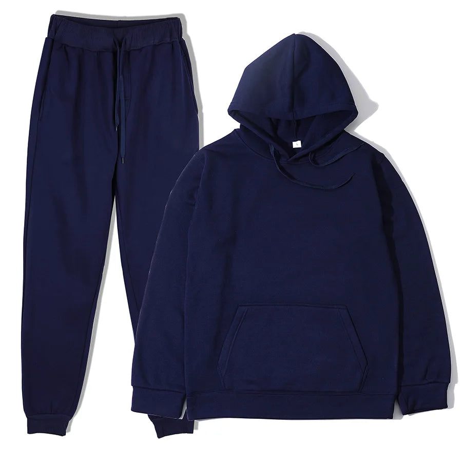 Conjunto Unissex Moletom Esportivo - Moletom com Capuz e Calça Casual Corrida Outono Inverno Masculino Feminino