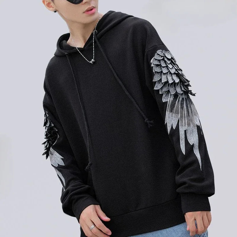 Moletom Masculino com Capuz Bordado Hip Hop Streetwear – Outono Inverno