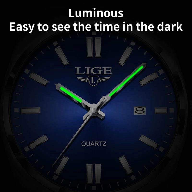 Relógio Masculino LIGE - Quartzo Luminoso - Aço Inoxidável - 4 Cores