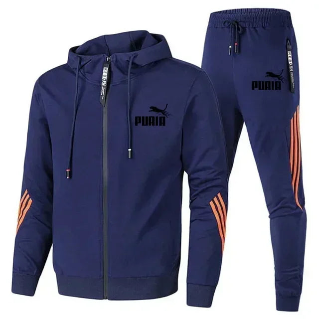 Conjunto Masculino Moletom 2 Peças - Jaqueta Zíper e Calça Outono Inverno Casual Esportivo