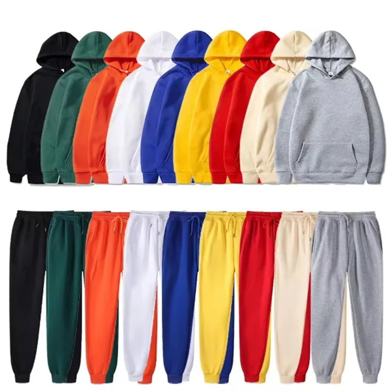 Conjunto Unissex Moletom Esportivo - Moletom com Capuz e Calça Casual Corrida Outono Inverno Masculino Feminino