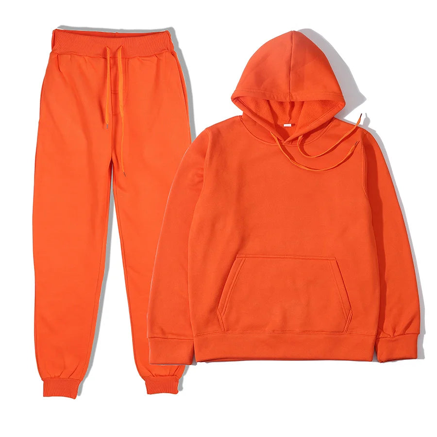 Conjunto Unissex Moletom Esportivo - Moletom com Capuz e Calça Casual Corrida Outono Inverno Masculino Feminino