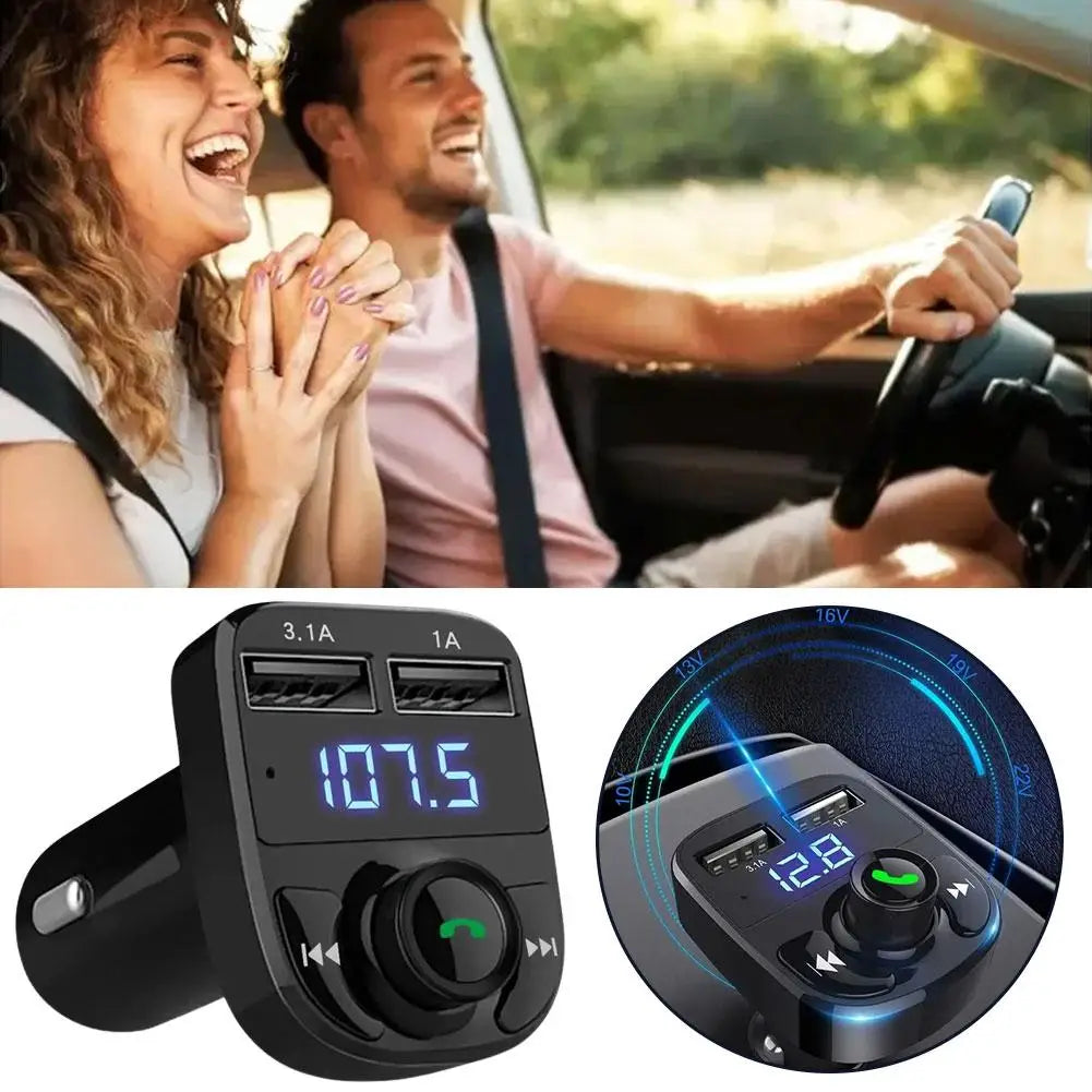Transmissor FM Bluetooth Veicular com Carregador USB - Viva-Voz MP3 Player