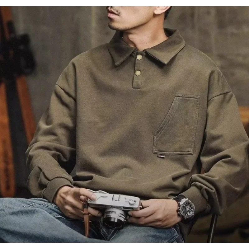 Moletom Masculino Tricô com Gola Lapela | Estilo Retrô Americano | Slim Fit
