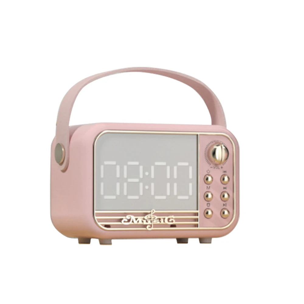 Relógio Despertador Digital com Carregador Sem Fio, Caixa de Som Bluetooth, LED e Rádio FM