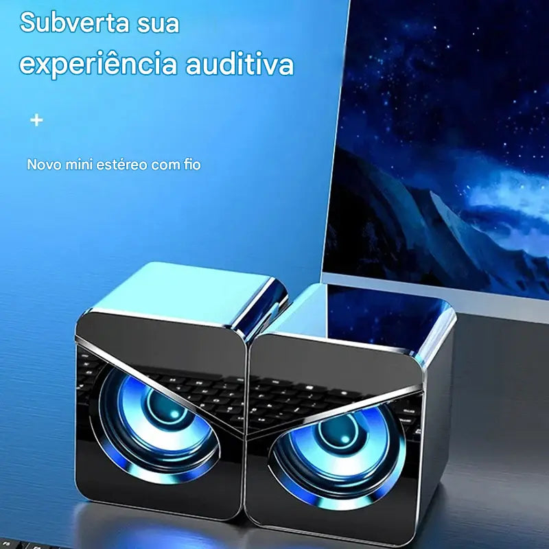 Caixa de Som USB para PC Gamer | Surround 4D | LED | Bass