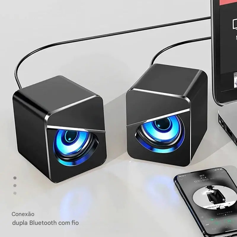Caixa de Som USB para PC Gamer | Surround 4D | LED | Bass