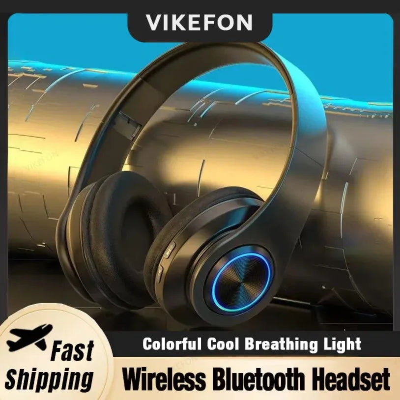 Headphone Gamer Bluetooth 5.0 VIKEFON - Surround Sound, LED 7 Cores, HiFi | PC e Celular