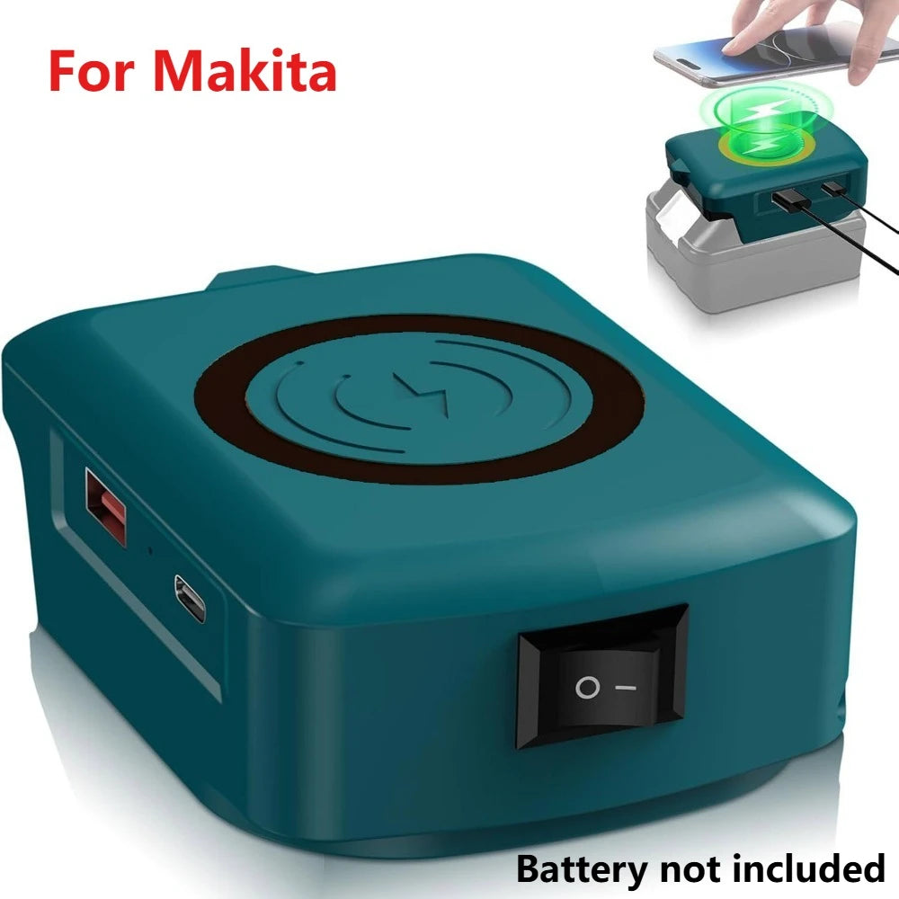 Adaptador USB para Baterias 18V Makita/Dewalt/Milwaukee - Power Bank Portátil com Type-C