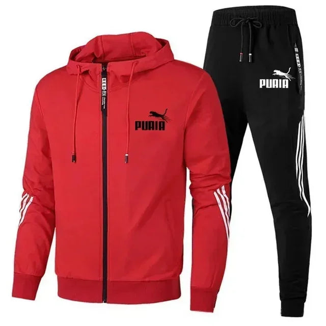 Conjunto Masculino Moletom 2 Peças - Jaqueta Zíper e Calça Outono Inverno Casual Esportivo