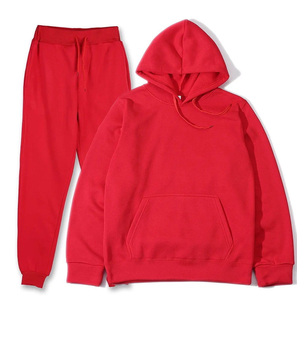 Conjunto Unissex Moletom Esportivo - Moletom com Capuz e Calça Casual Corrida Outono Inverno Masculino Feminino
