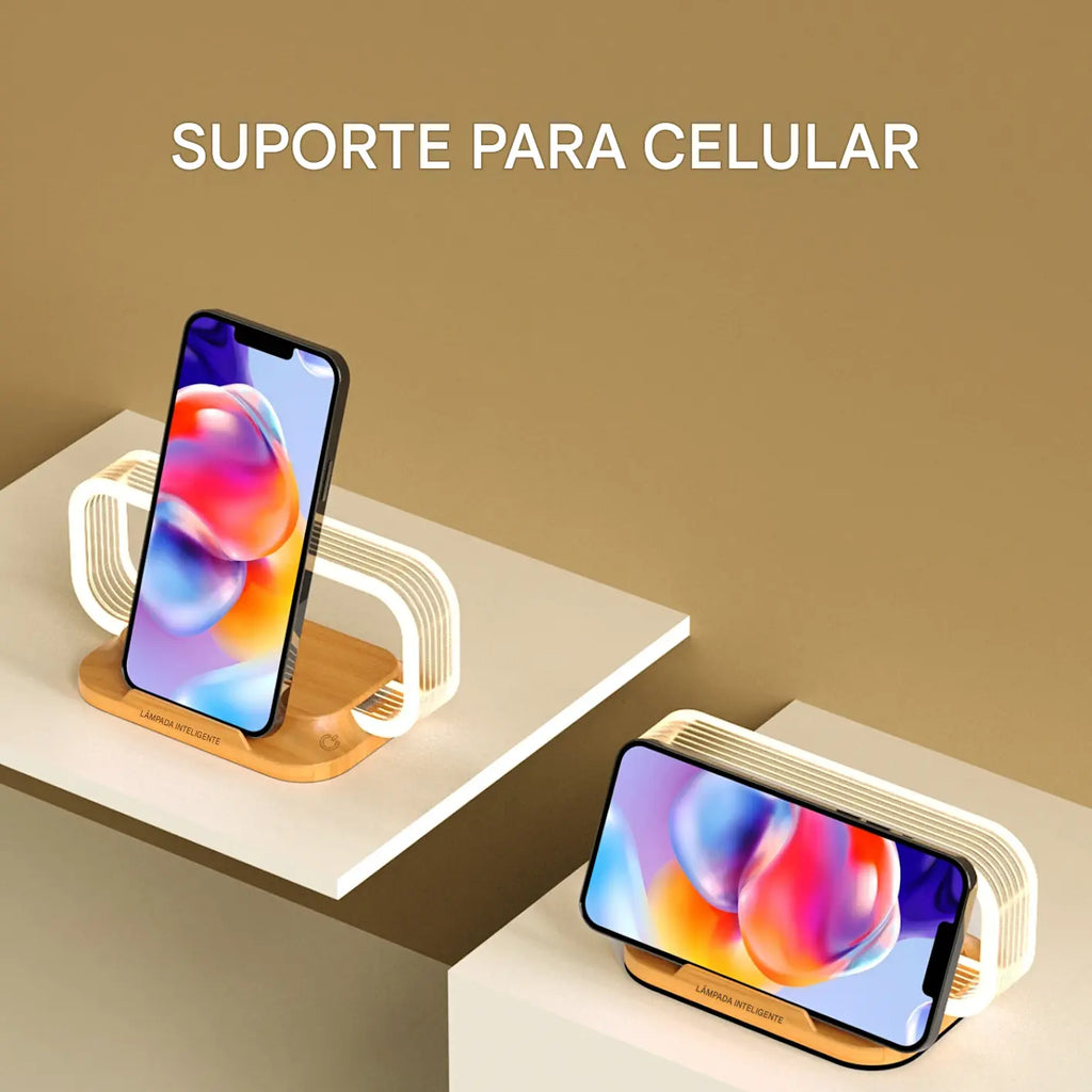 Luminária de Mesa LED com Carregador Sem Fio 10W e Porta USB