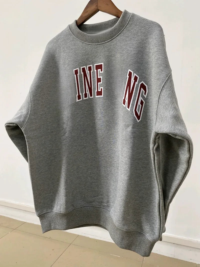 Moletom Feminino Algodão Puro Gola Redonda Fleece – Outono Inverno 2025