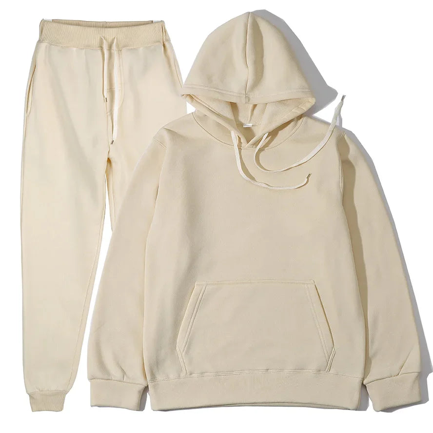 Conjunto Unissex Moletom Esportivo - Moletom com Capuz e Calça Casual Corrida Outono Inverno Masculino Feminino