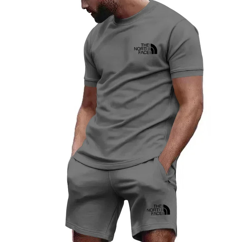 Conjunto Esportivo Masculino de Verão - Camiseta e Shorts de Secagem Rápida 2 Peças