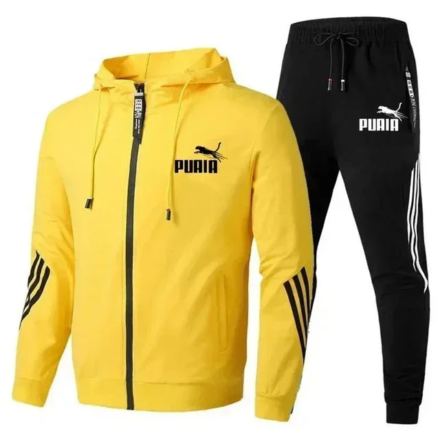Conjunto Masculino Moletom 2 Peças - Jaqueta Zíper e Calça Outono Inverno Casual Esportivo