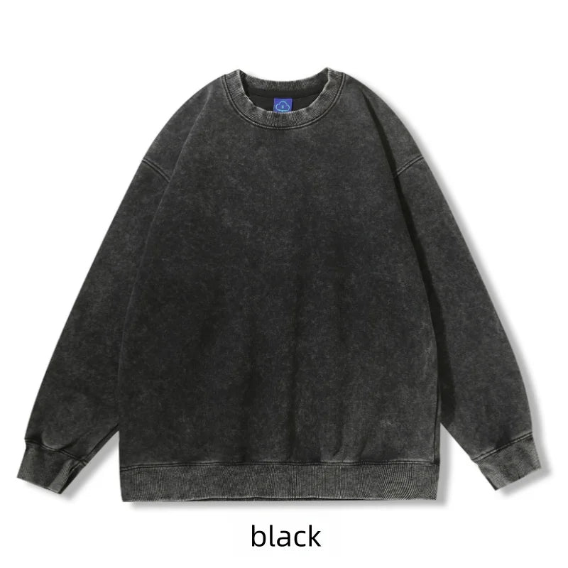 Moletom Washed Vintage Y2K Unissex – Algodão Oversized Gola Redonda