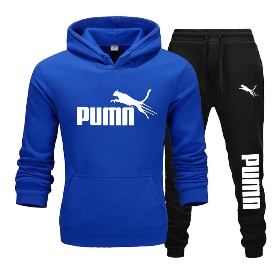 Conjunto Masculino Moletom Casual - Moletom com Capuz e Calça Jogging Fitness Outono Inverno